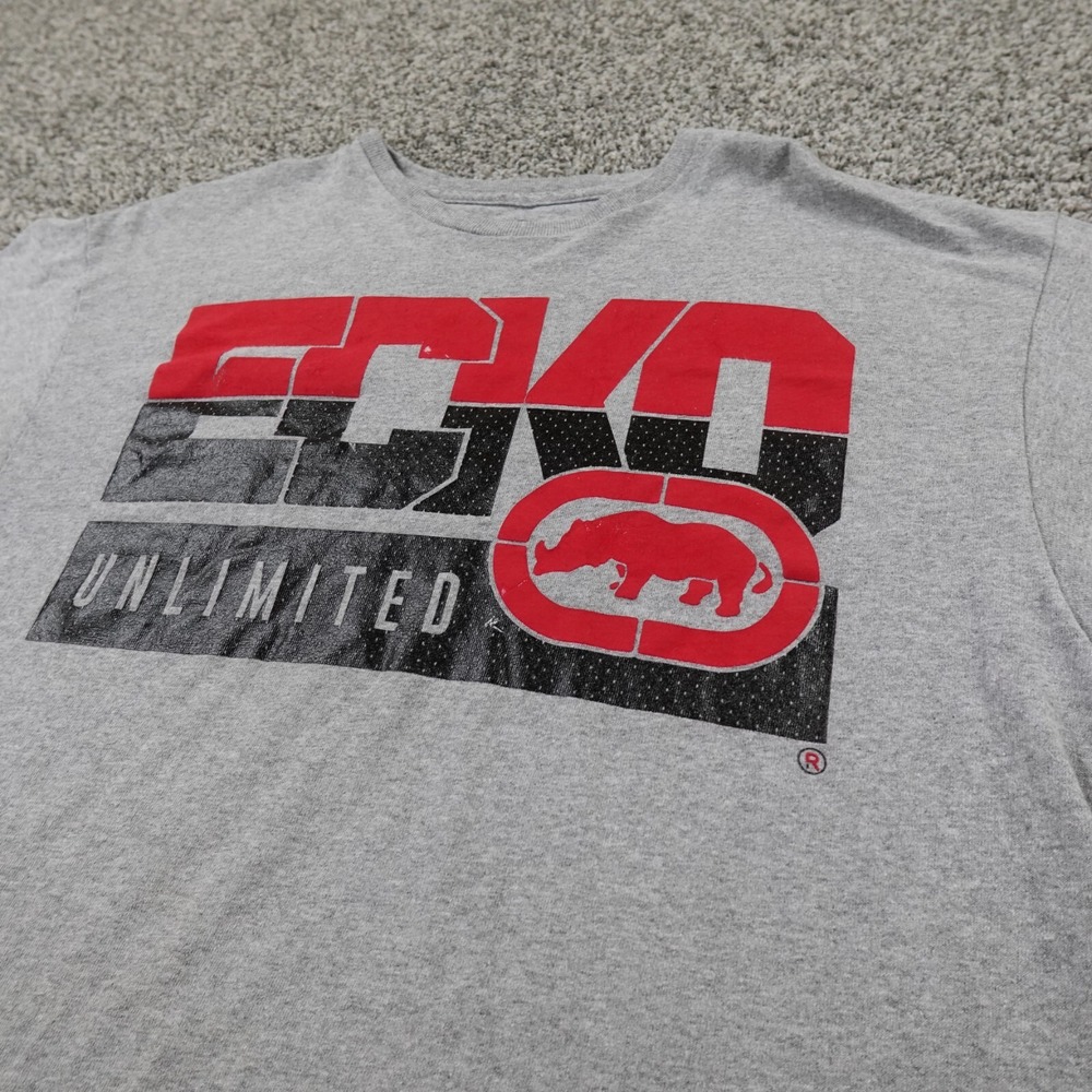 Ecko Unltd Shirt Mens L Gray Rhino Logo Graphic Skater Grunge Hip‎ Hop Rap Y2K